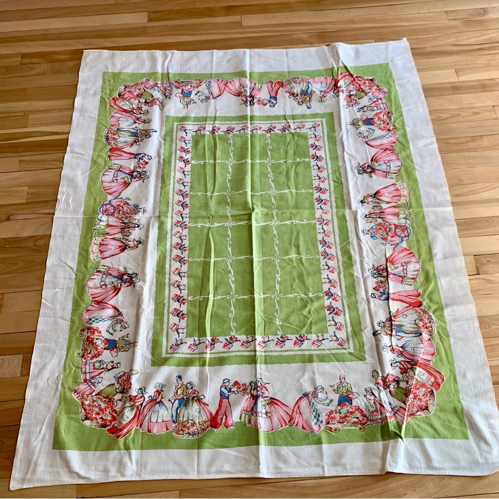 Vintage Tablecloth Holland Dutch Flower Market